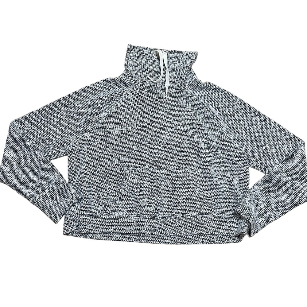Aerie Offline Snowday Cozy Cowl Neck Pullover Sweater Black White Marled Size L